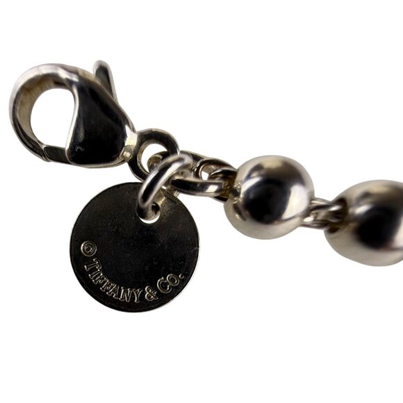 Tiffany & Co. AG925 Womens Silver-Tone Beaded Charm Bracelet With Heart & Cross - Picture 5 of 11